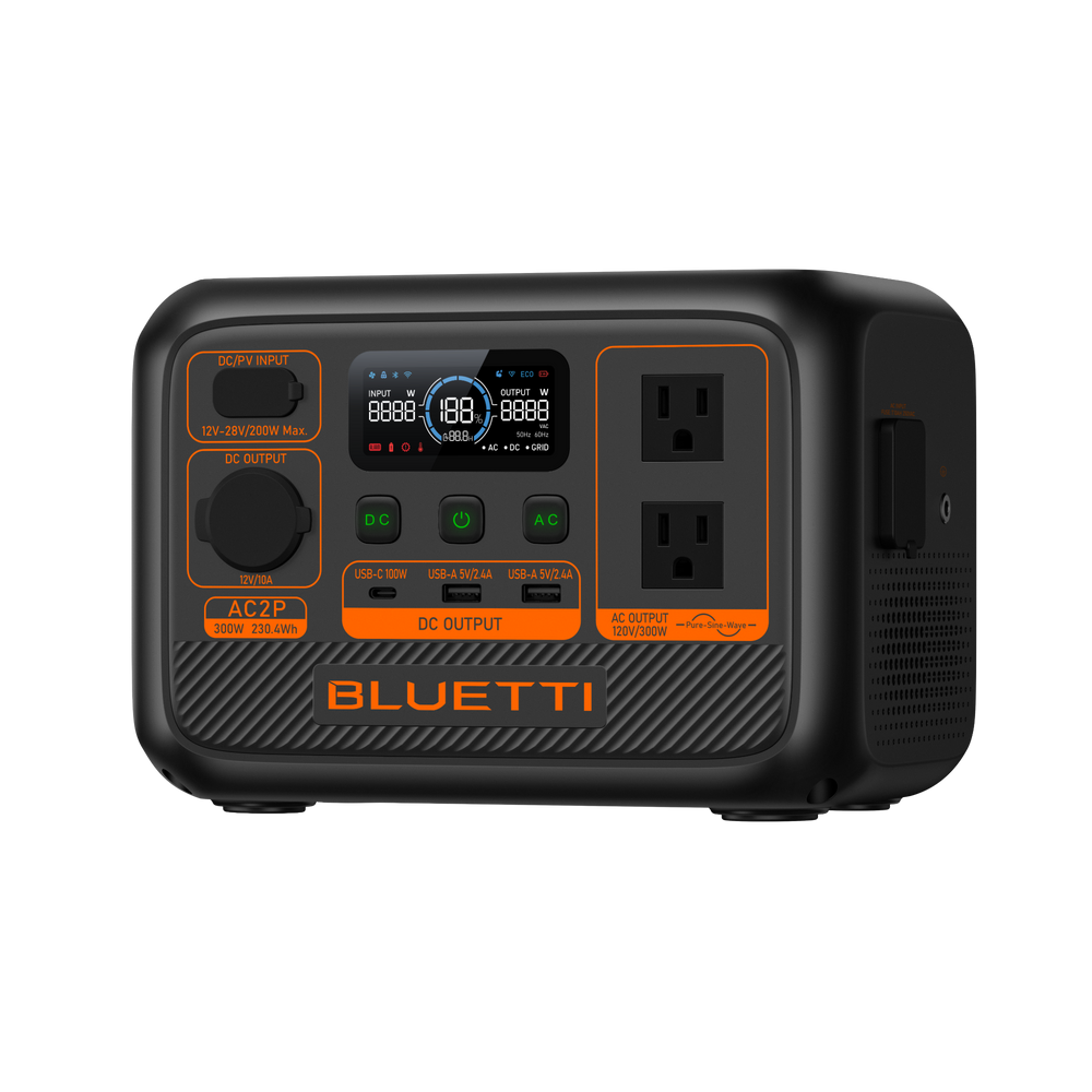 BLUETTI AC2P Portable Power Station 230.4Wh LiFePO4 300W Pure Sine Wave Solar Generator