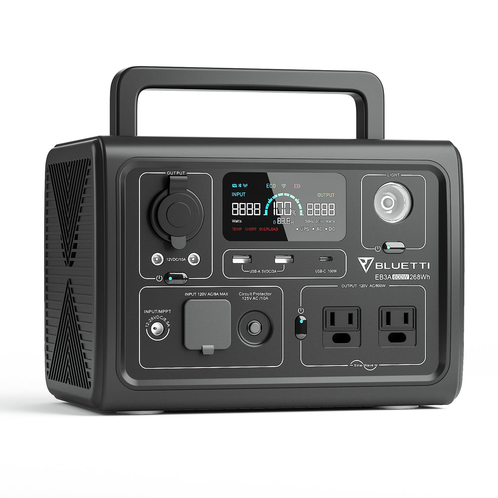 BLUETTI EB3A Portable Power Station 268Wh LiFePO4 Solar Generator 600W Pure Sine Wave