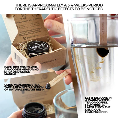Natural Shilajit Resin lable with product information