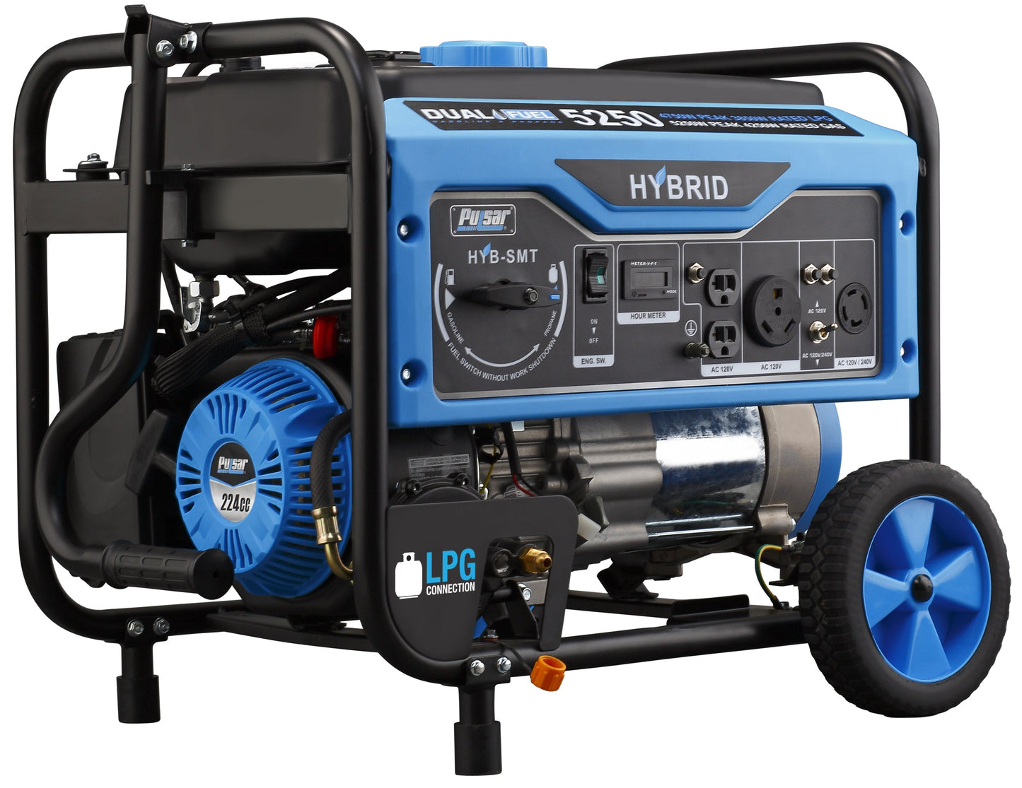 Pulsar PG5250B Hybrid Dual Fuel Portable Generator – 5250 Peak Watts with RV Outlet