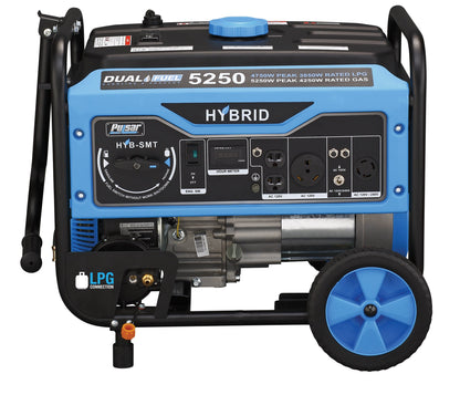 Pulsar PG5250B Hybrid Dual Fuel Portable Generator – 5250 Peak Watts with RV Outlet