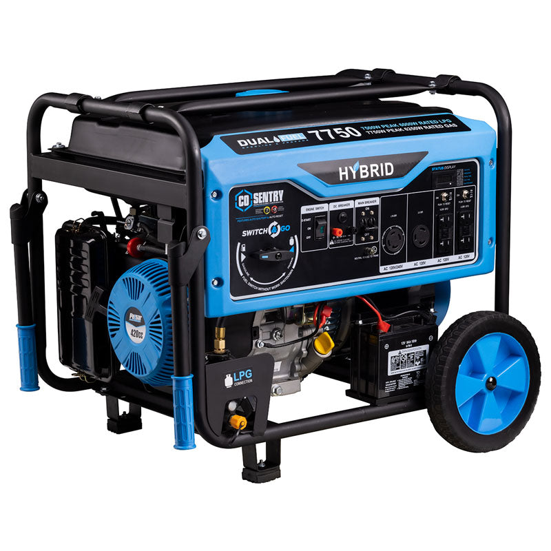 Pulsar PG7750B Dual Fuel Portable Generator 7750 Peak Watts Gas / 6250 Peak Watts Propane with Electric Start