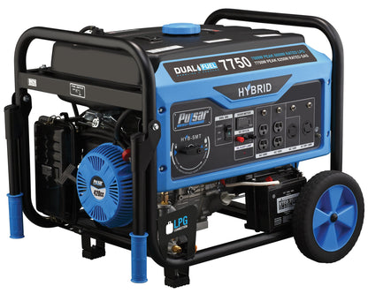 Pulsar PG7750B Dual Fuel Portable Generator 7750 Peak Watts Gas / 6250 Peak Watts Propane with Electric Start