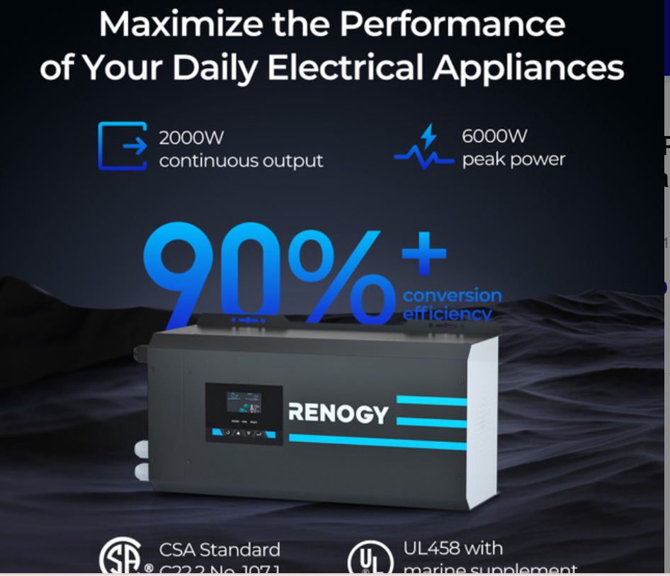 2000W 12V Pure Sine Wave Inverter Charger with LCD Display and Smart Charging