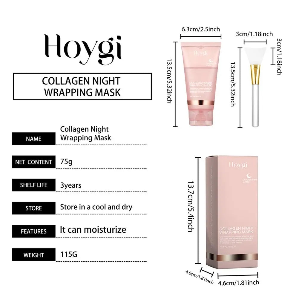 Collagen night wrapping mask packaging with dimensions