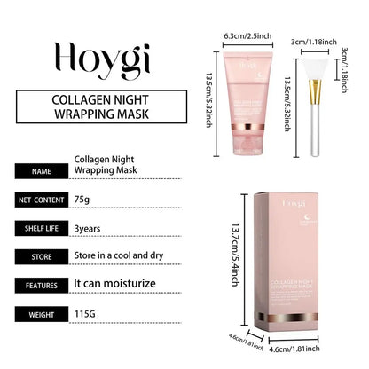 Collagen night wrapping mask packaging with dimensions